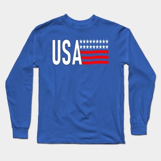 USA (Flag Text) Long Sleeve T-Shirt